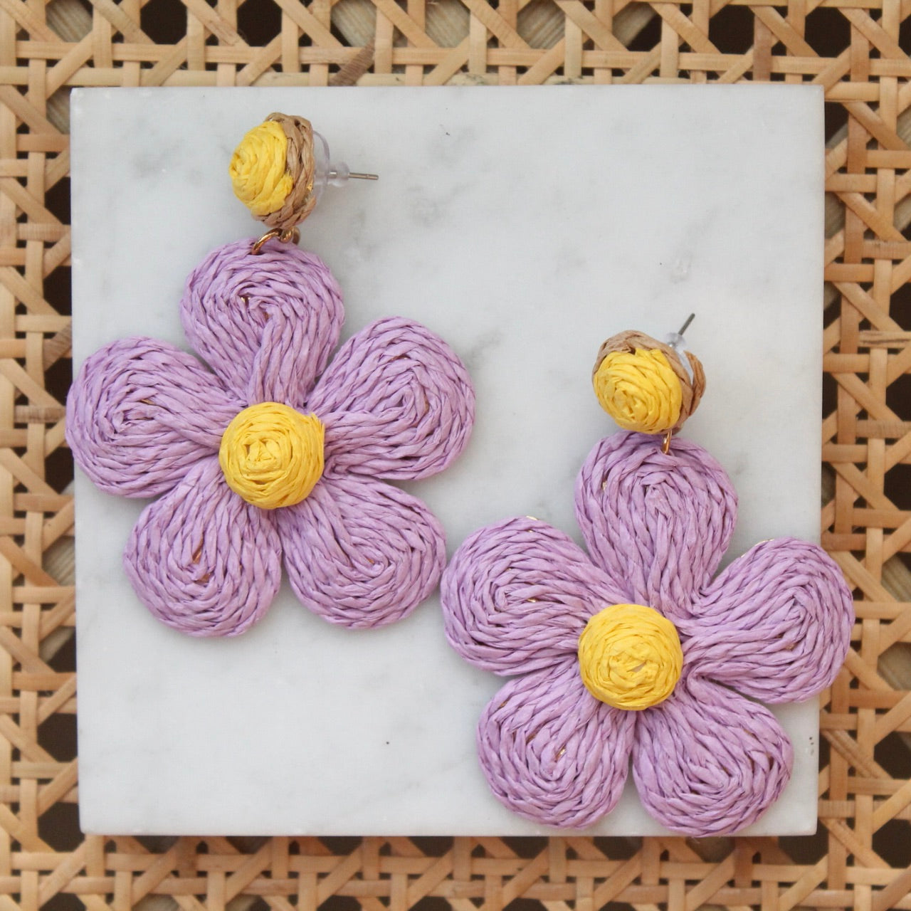 Raffia Flower Earrings