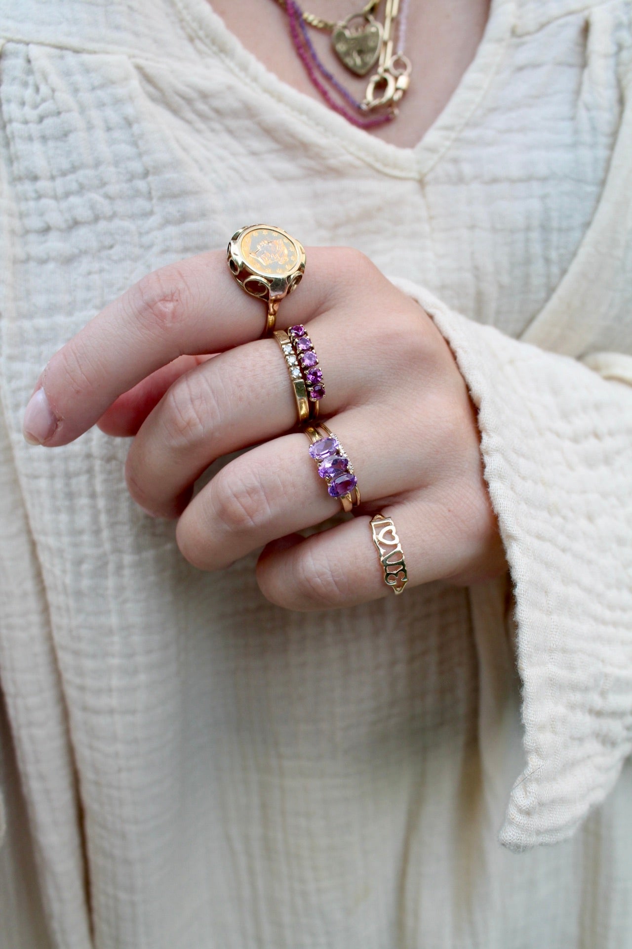 Amethyst Trilogy Ring