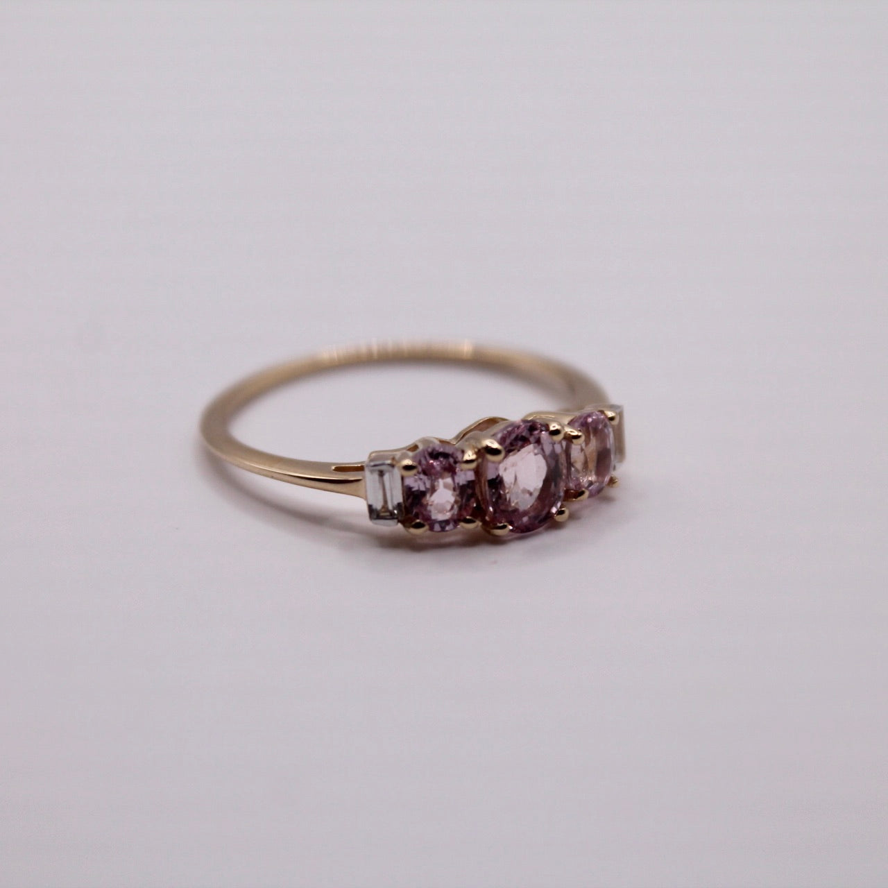 Pink Sapphire Trilogy Ring