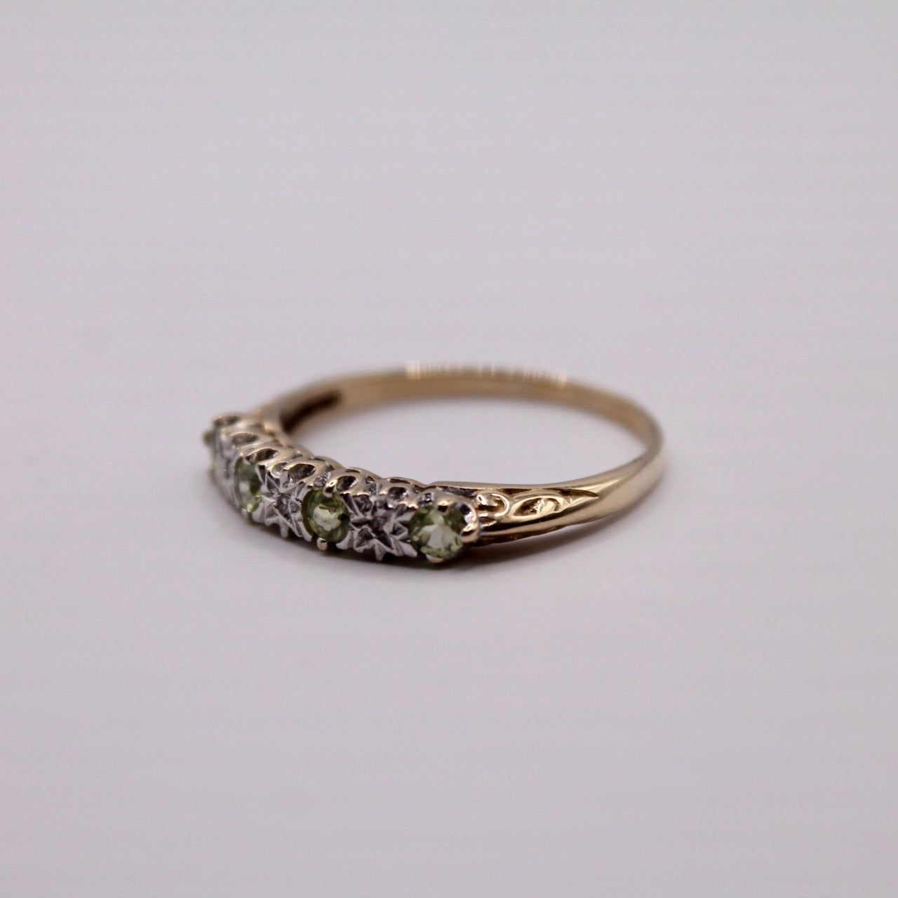 Peridot & Diamond Row Ring