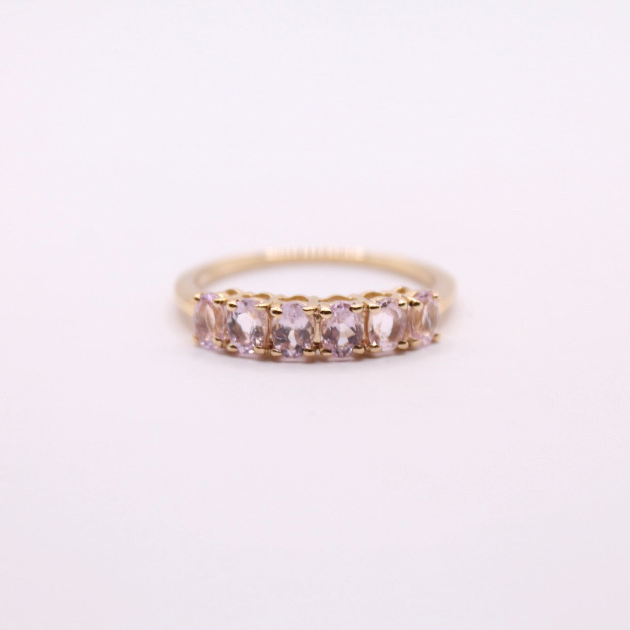 Pink Topaz Row Ring