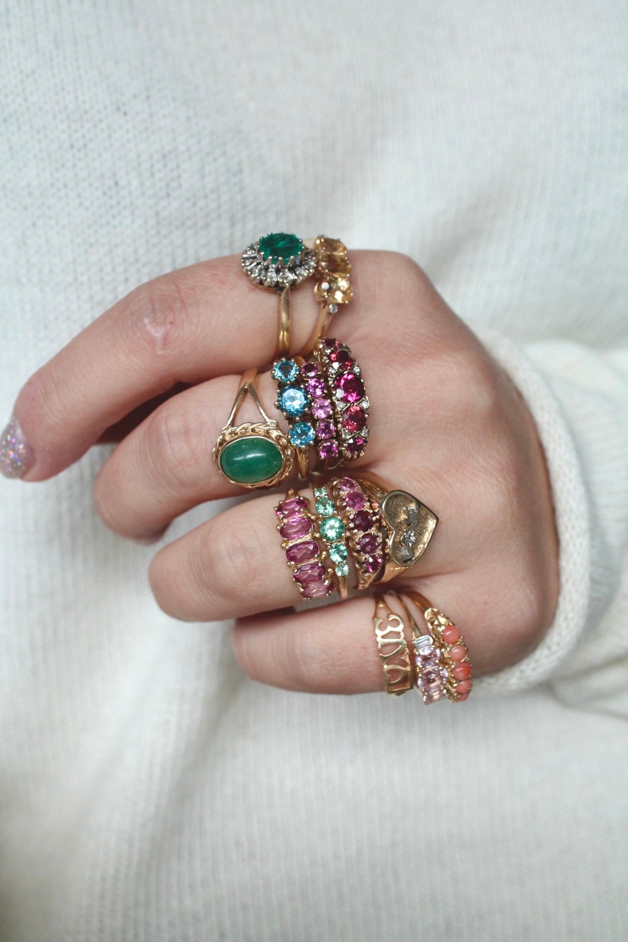 Emerald & Diamond Cluster Ring