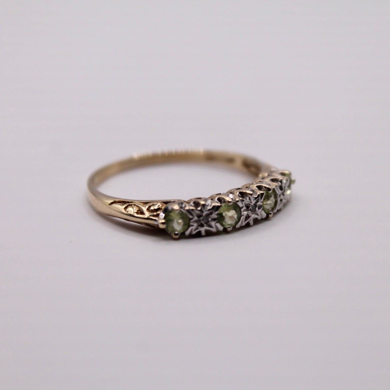 Peridot & Diamond Row Ring