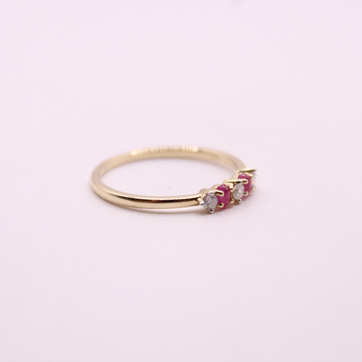 Cabochon Ruby & Canadian Diamond Row Ring
