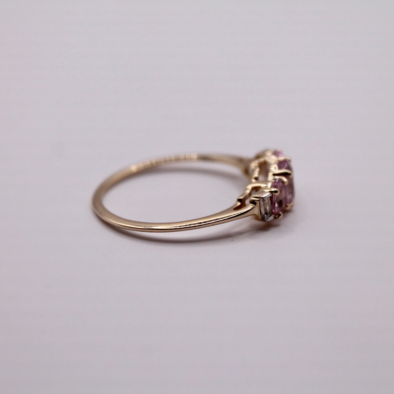 Pink Sapphire Trilogy Ring