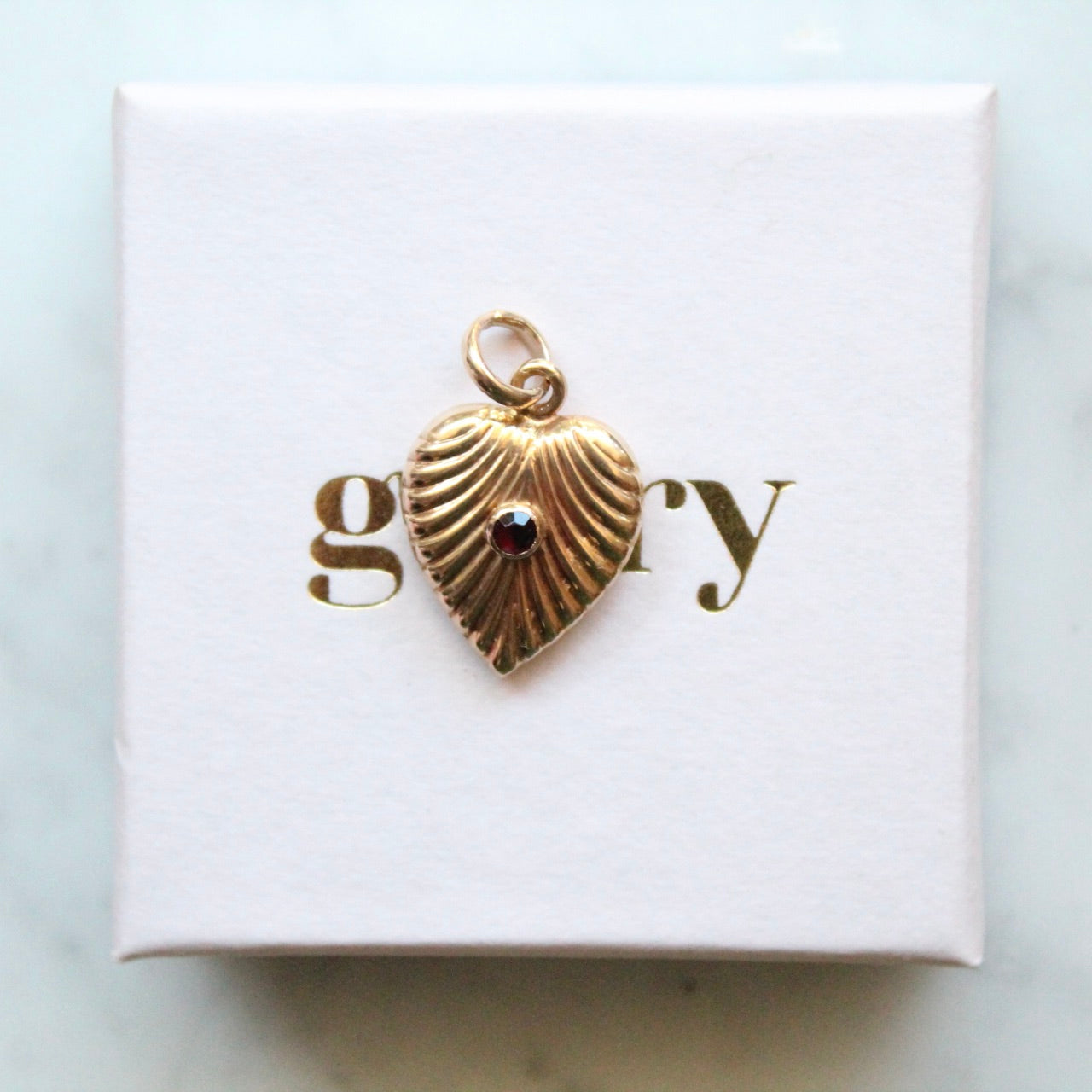Garnet Striped Heart Charm