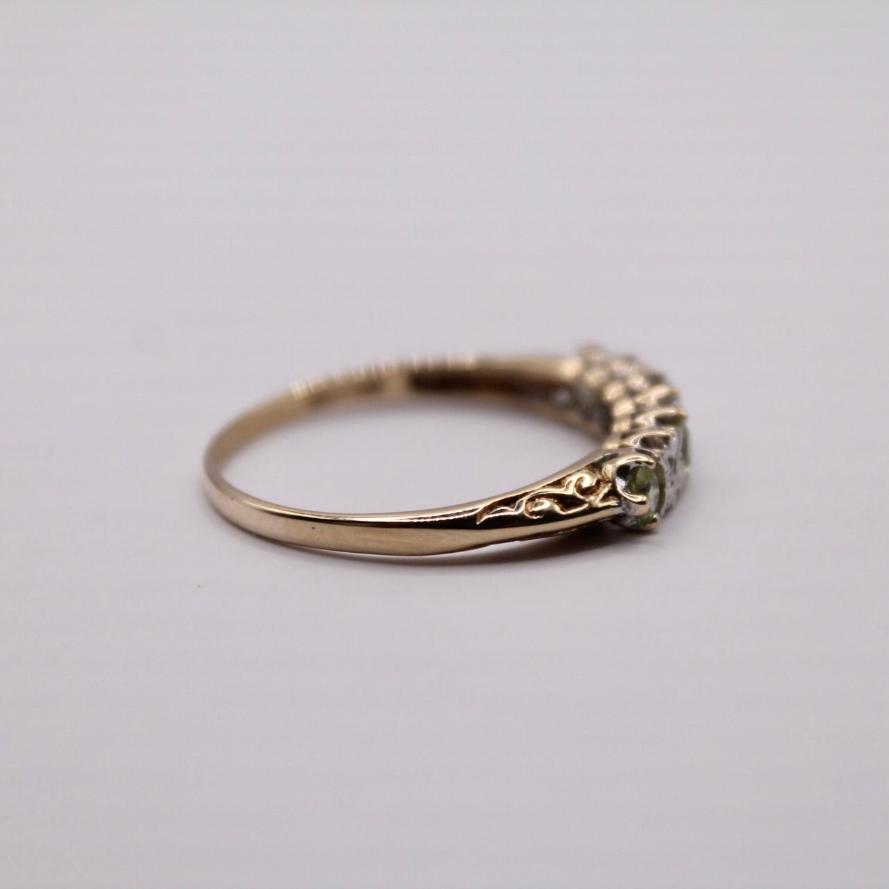 Peridot & Diamond Row Ring