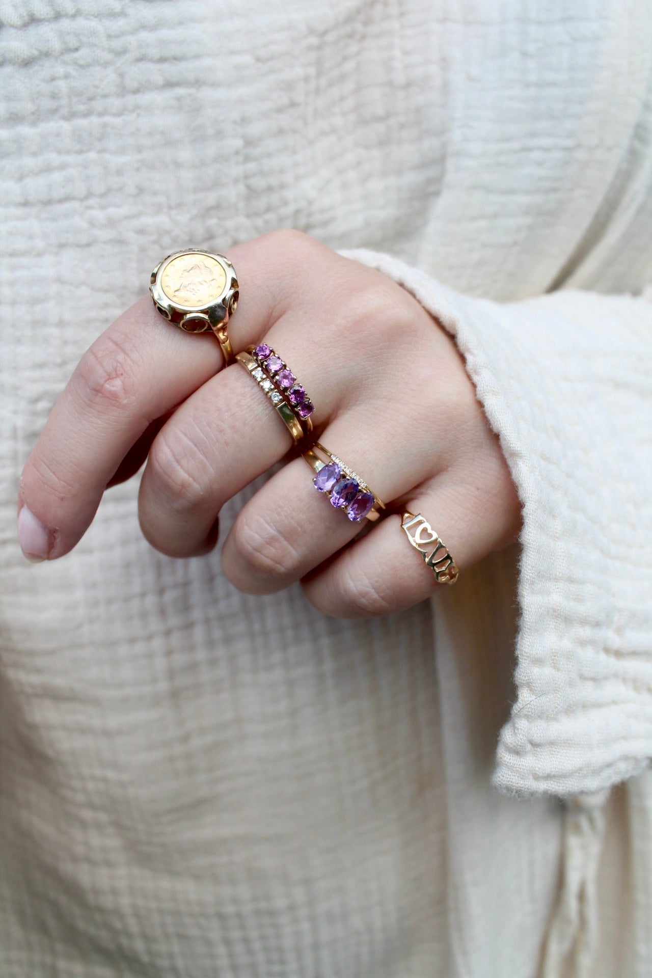 Pink Tourmaline Row Ring