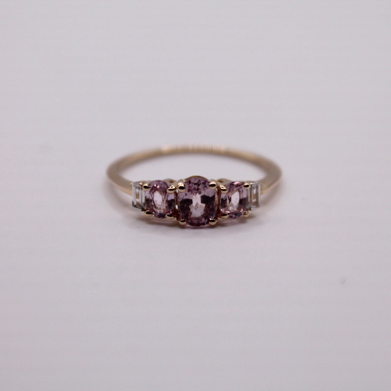 Pink Sapphire Trilogy Ring