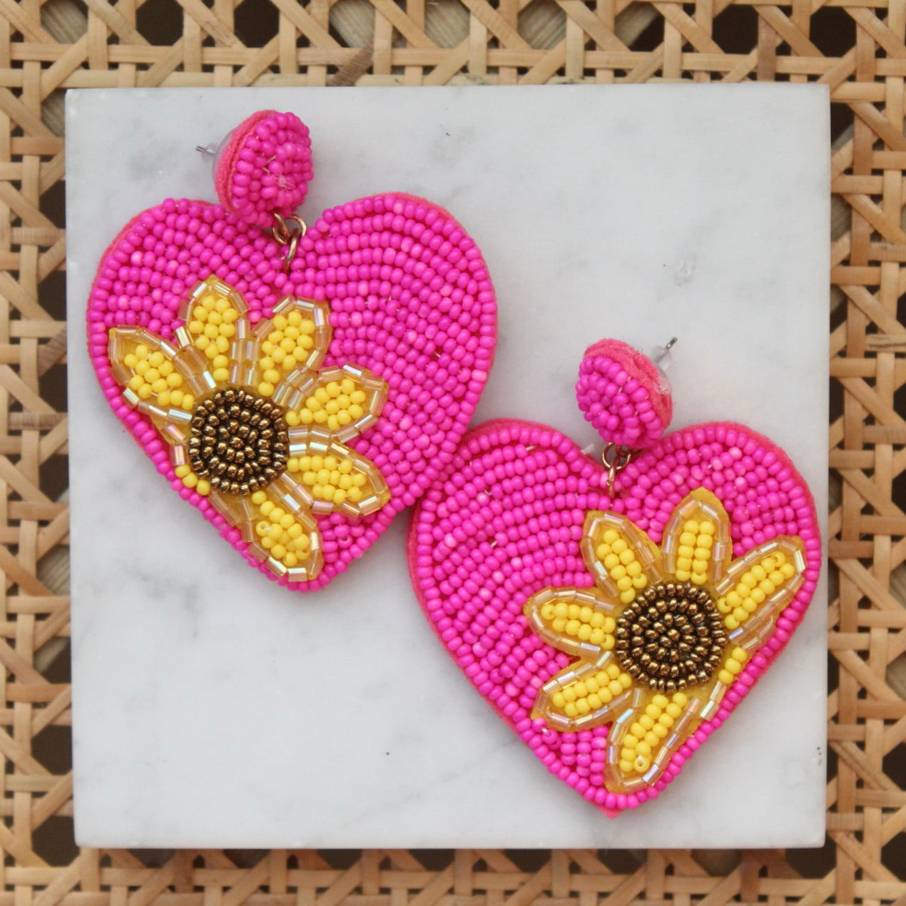 Beaded Heart Earrings