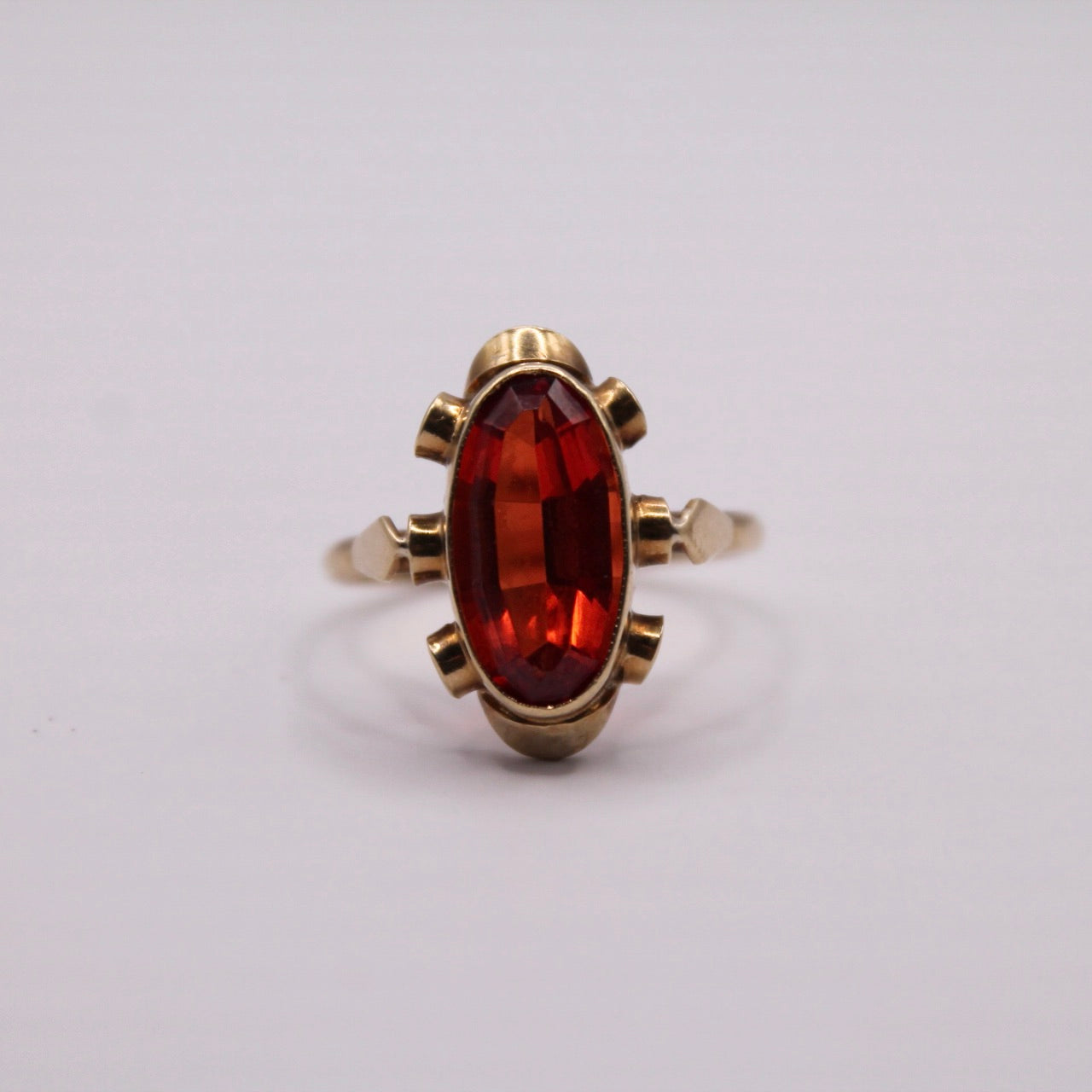 Oval Orange Sapphire Ring