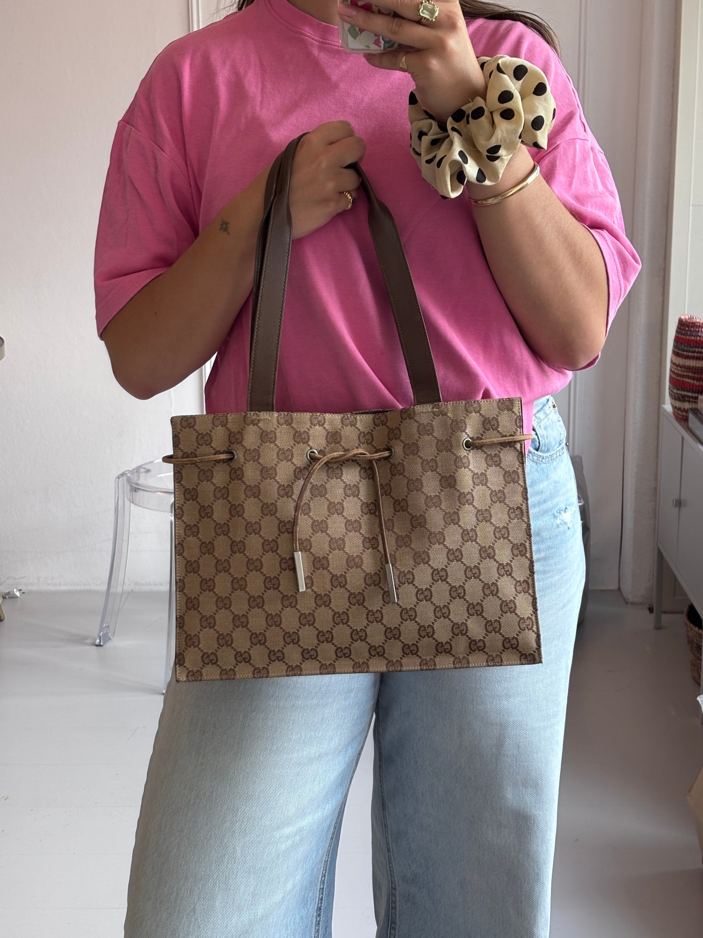 Gucci GG Canvas Drawstring Bag