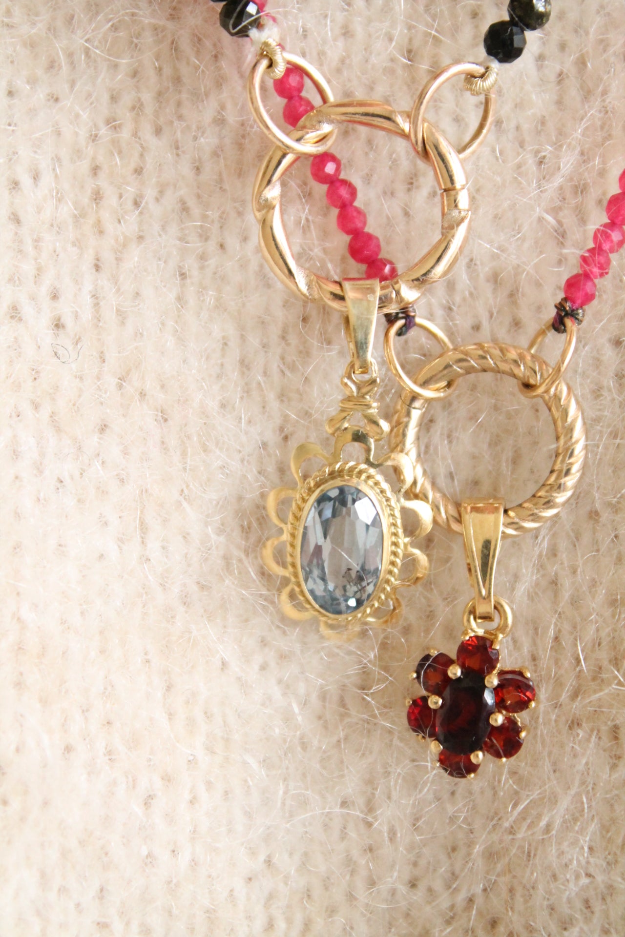 Garnet Flower Charm