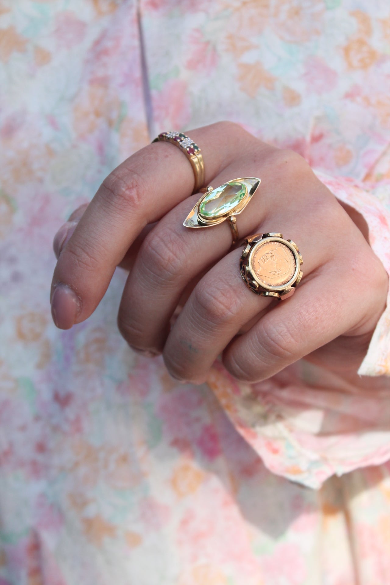 Oval Lime Green Spinel Ring