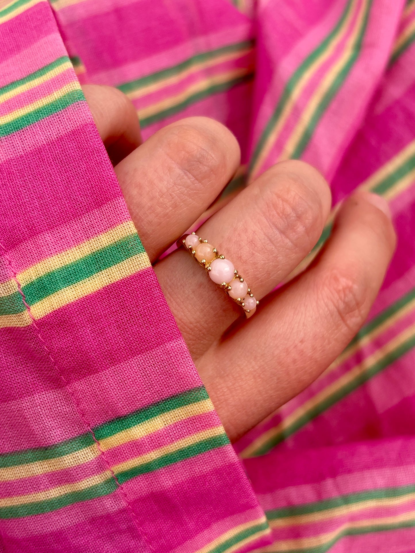 Pink Opal Row Ring