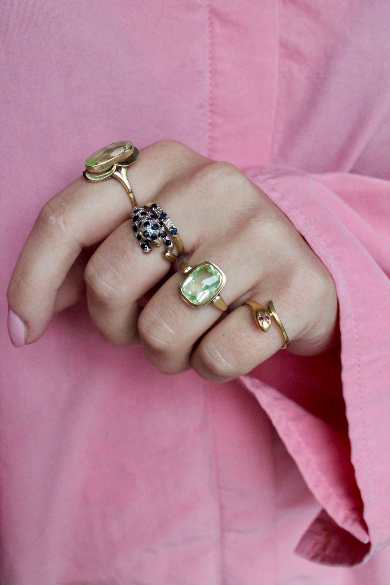 Ruby Eyed Snake Ring