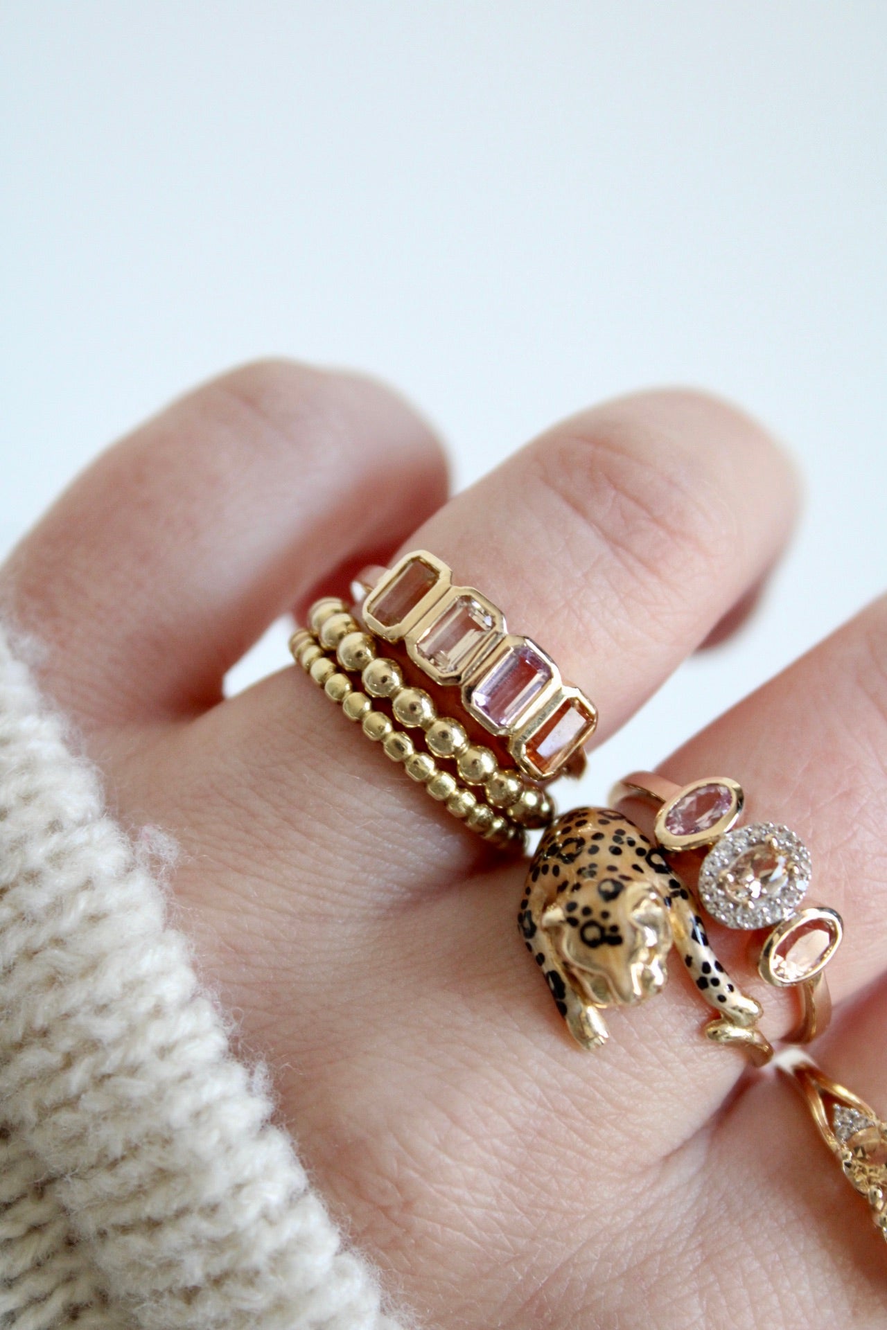 Bezel Set Multi Topaz Ring