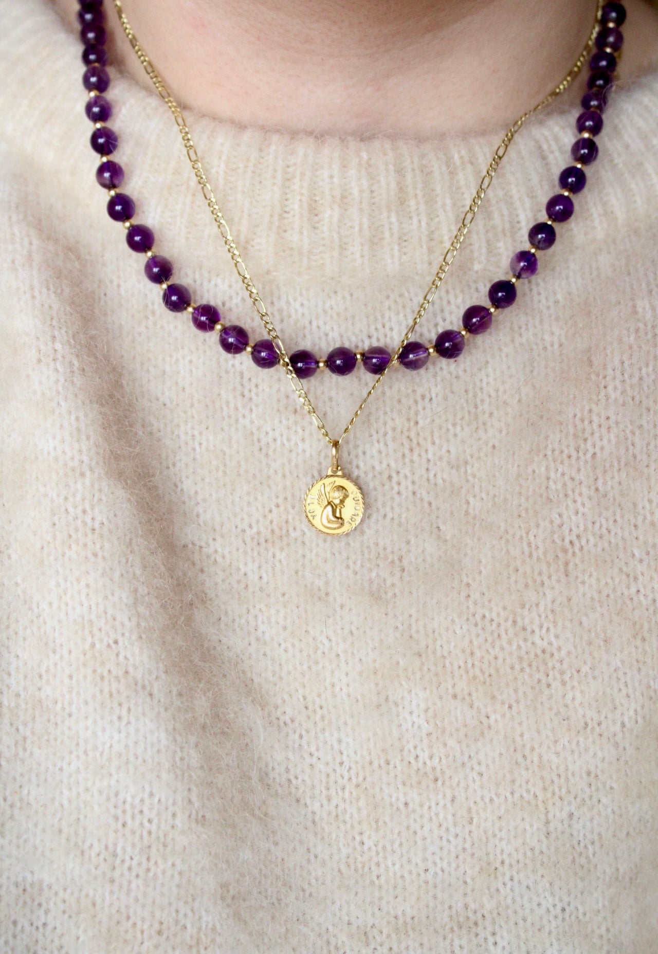Amethyst & 14K Beads Necklace