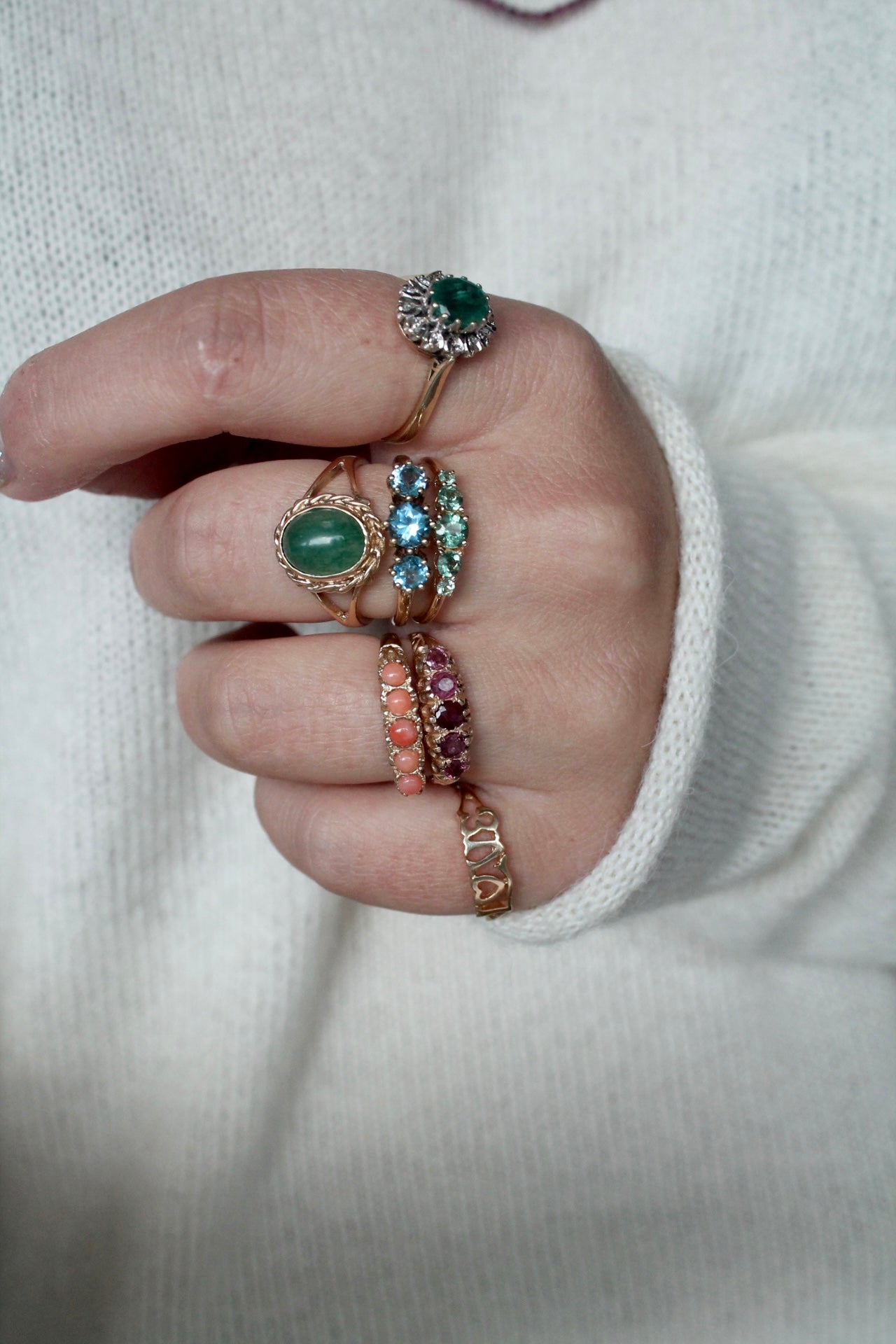 Emerald & Diamond Cluster Ring