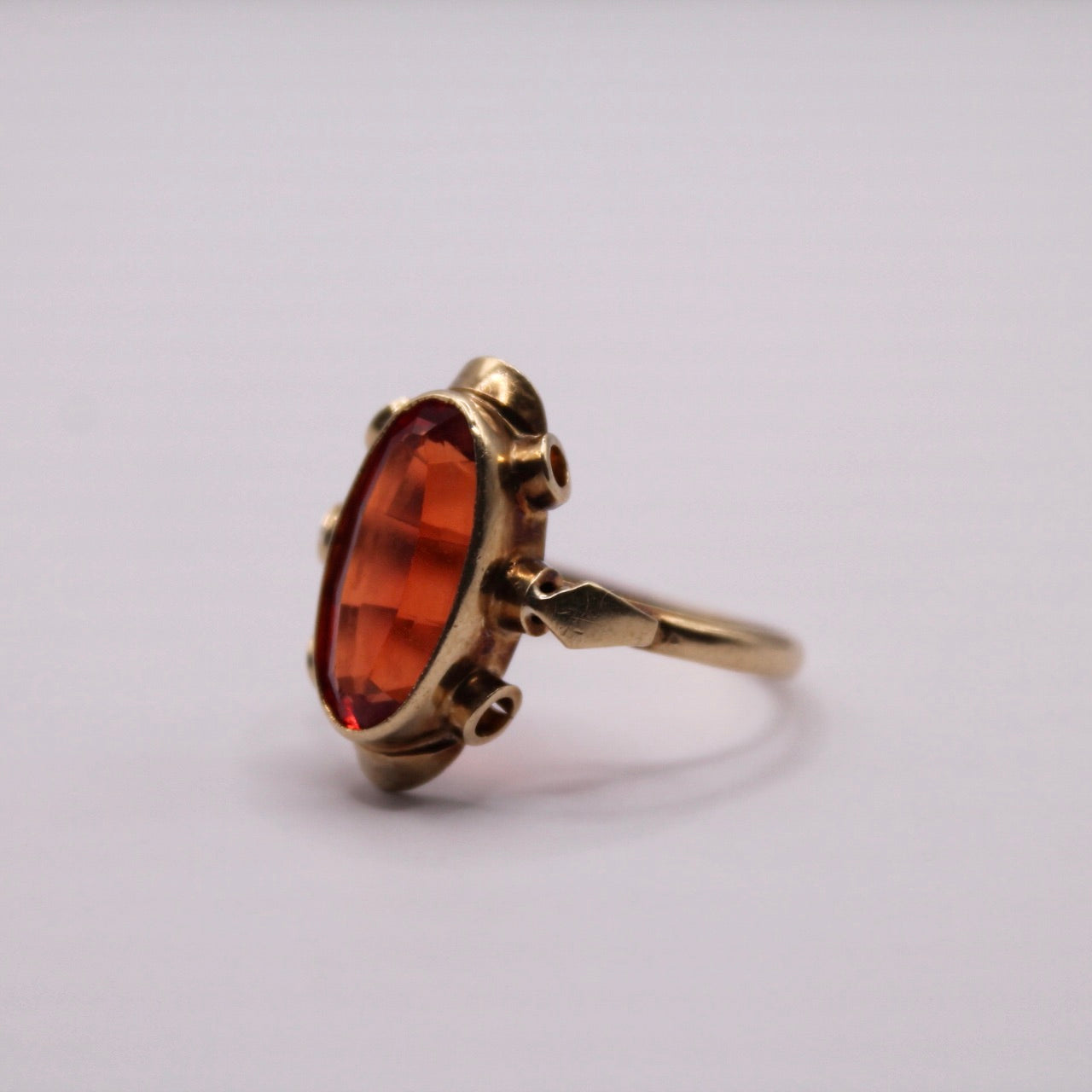 Oval Orange Sapphire Ring