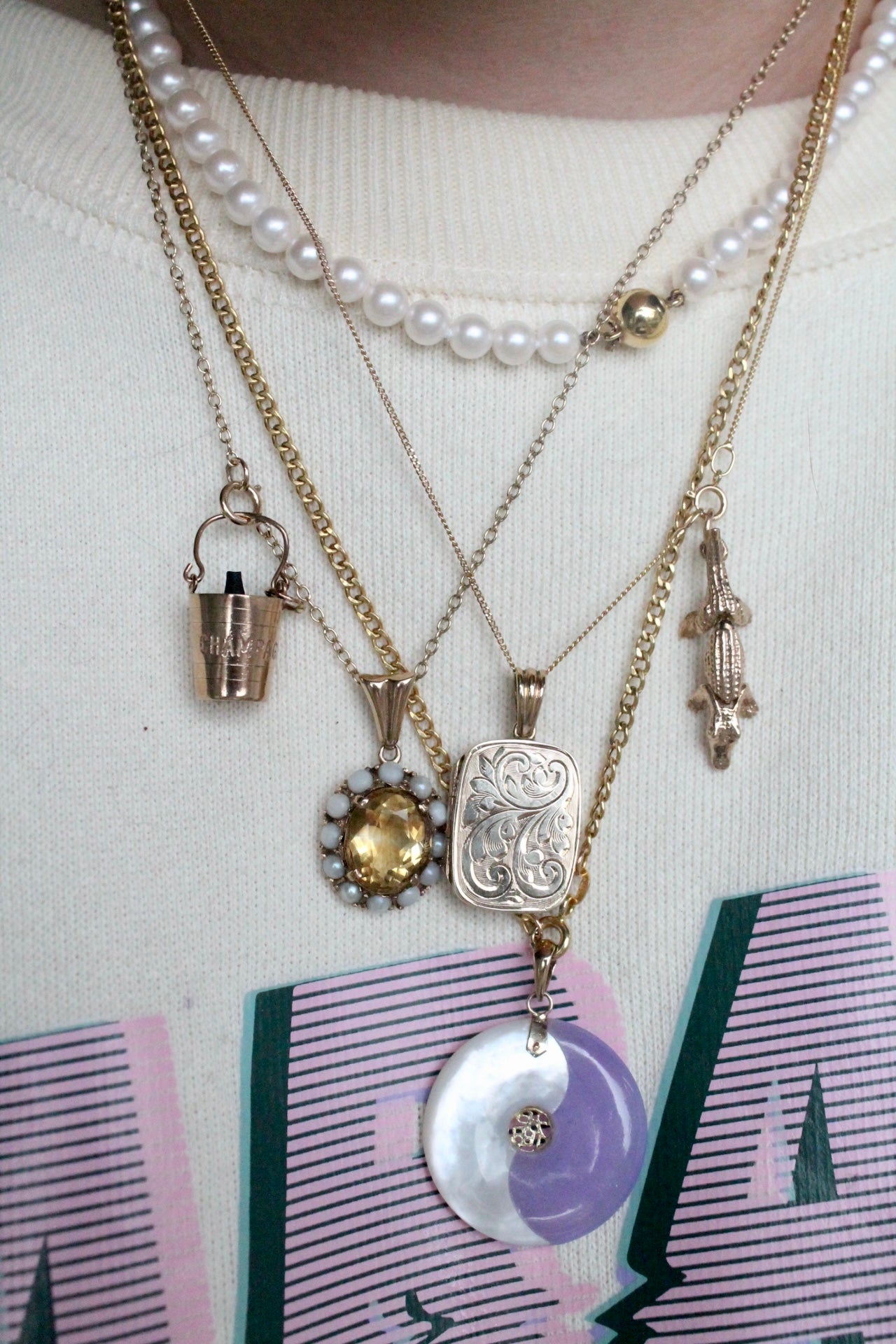 Citrine & Seedpearl Pendant