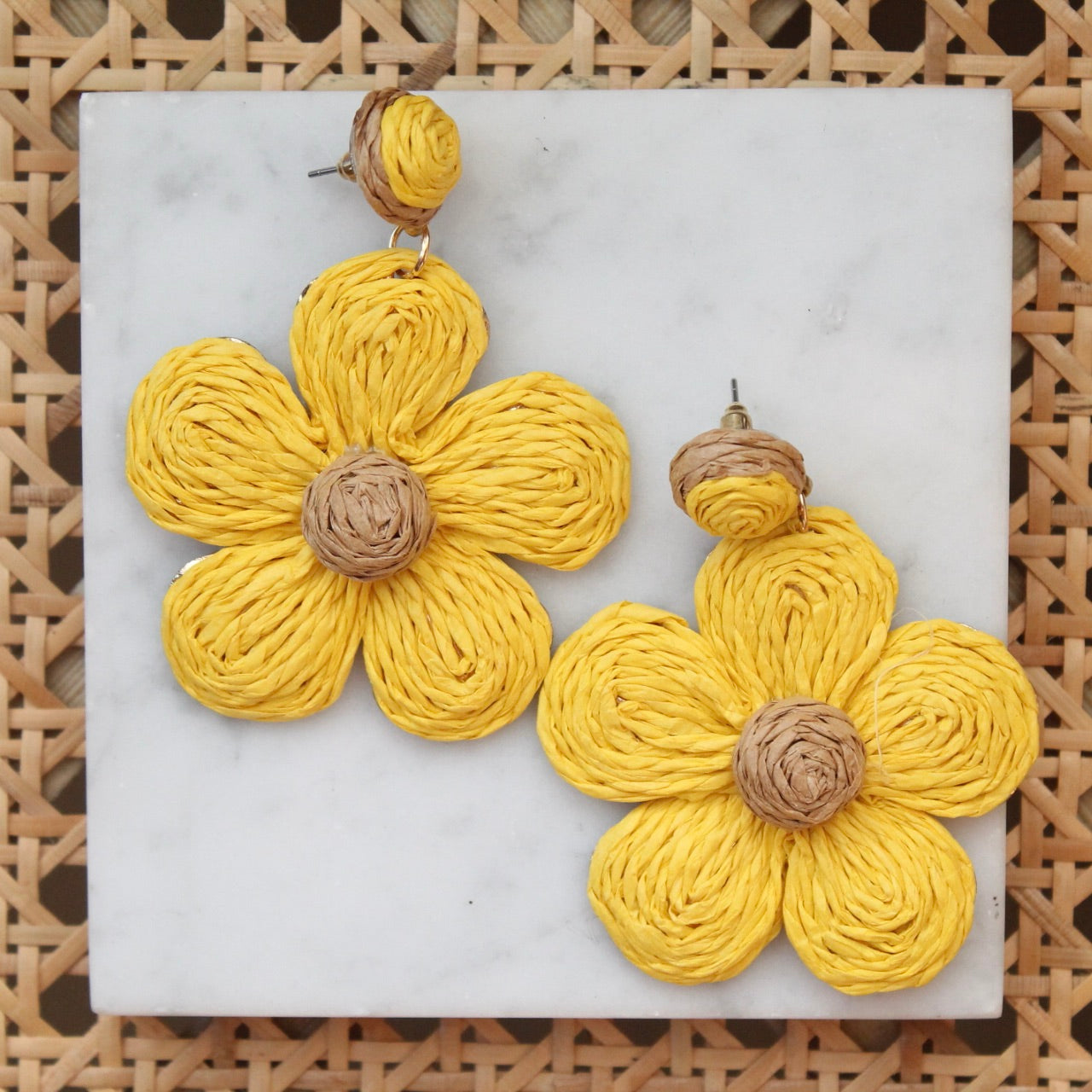 Raffia Flower Earrings