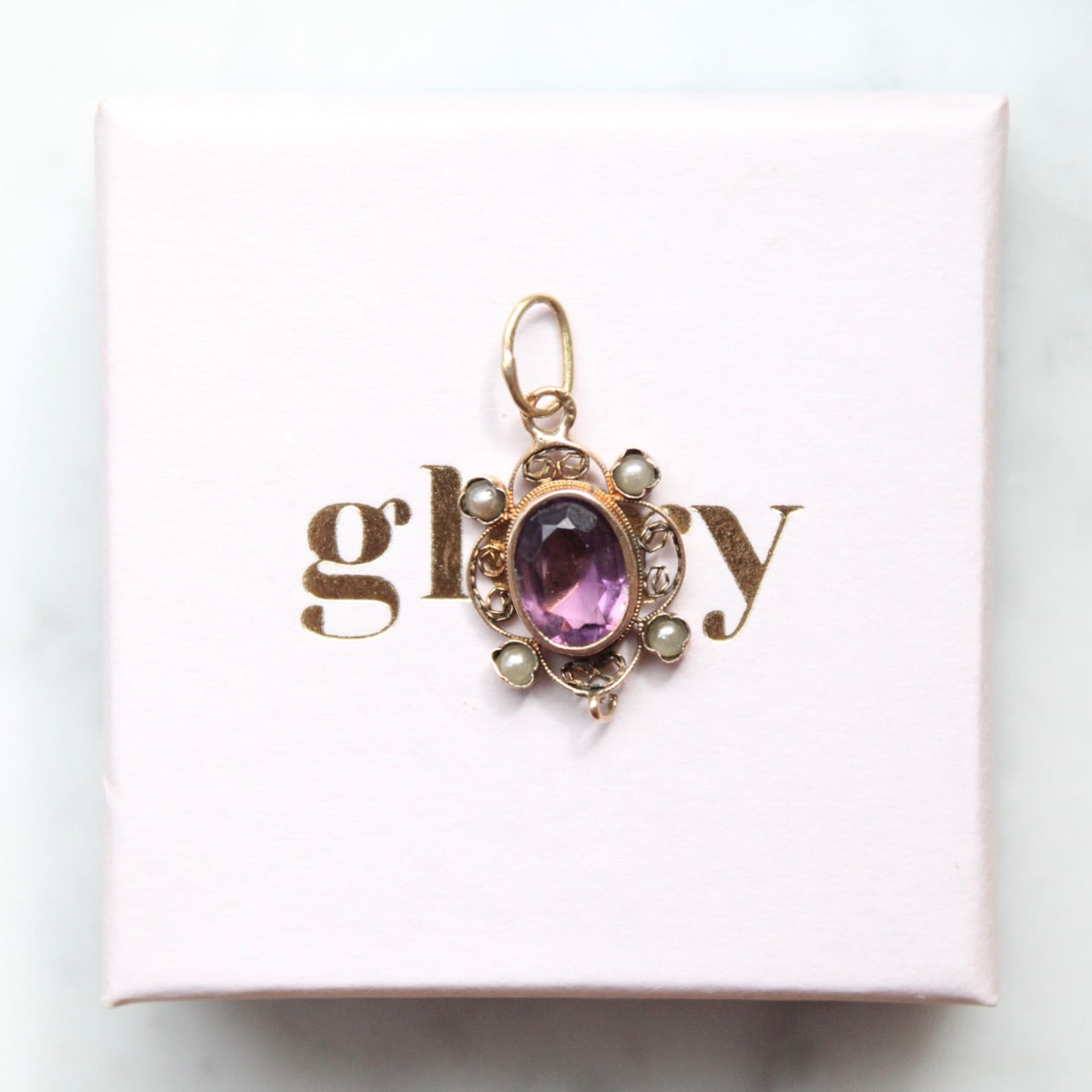 Amethyst & Seedpearl Pendant