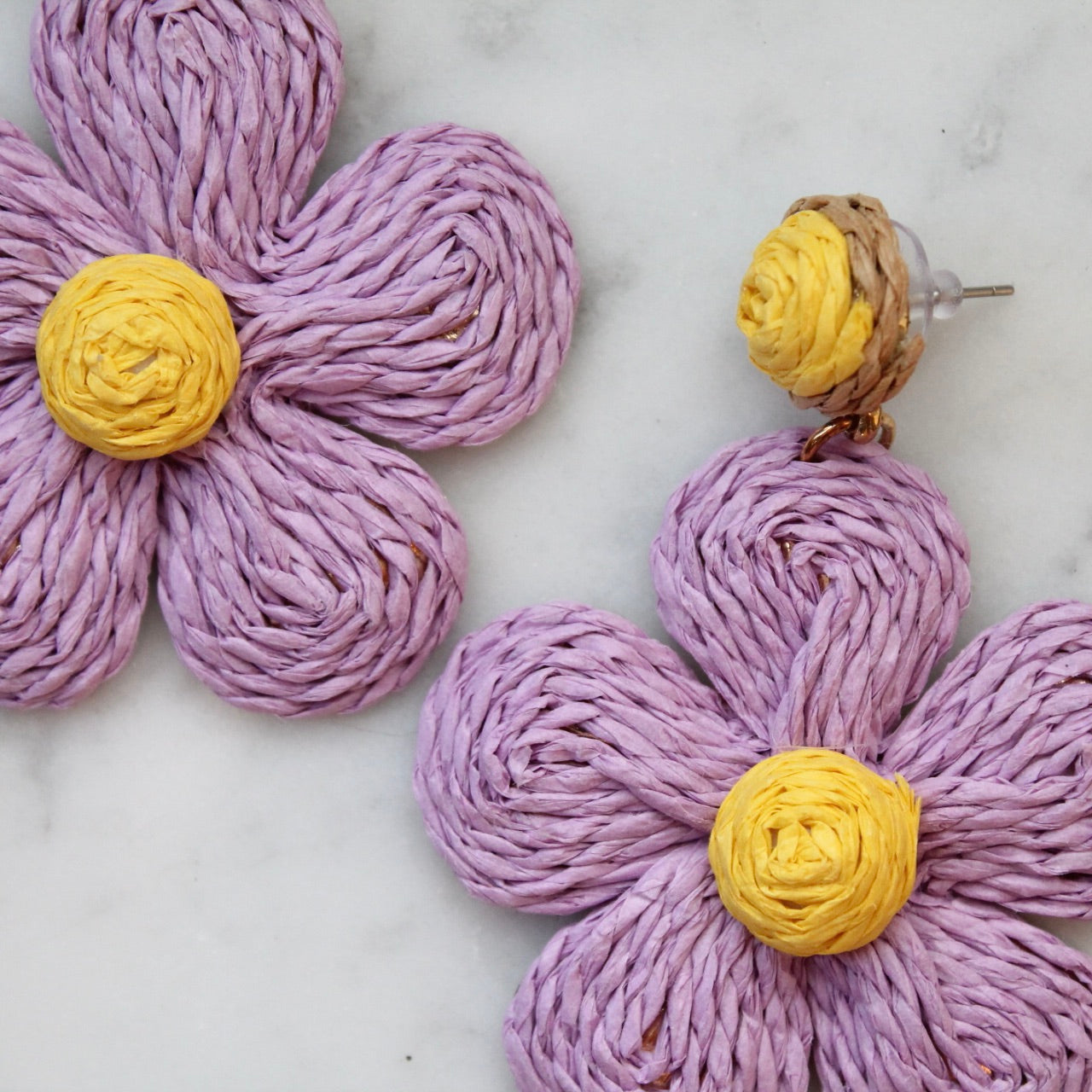 Raffia Flower Earrings