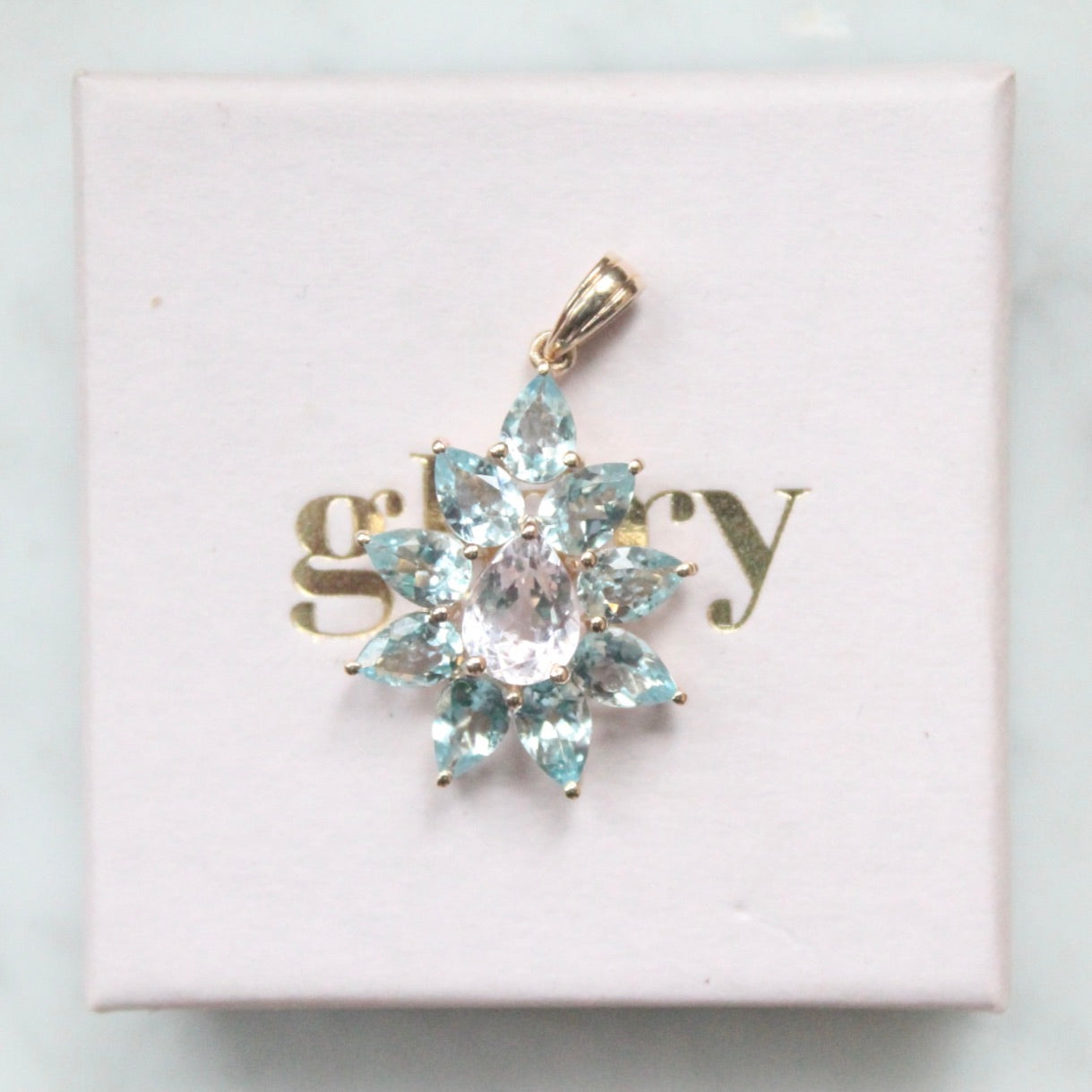 Aquamarine & Kunzite Flower Pendant