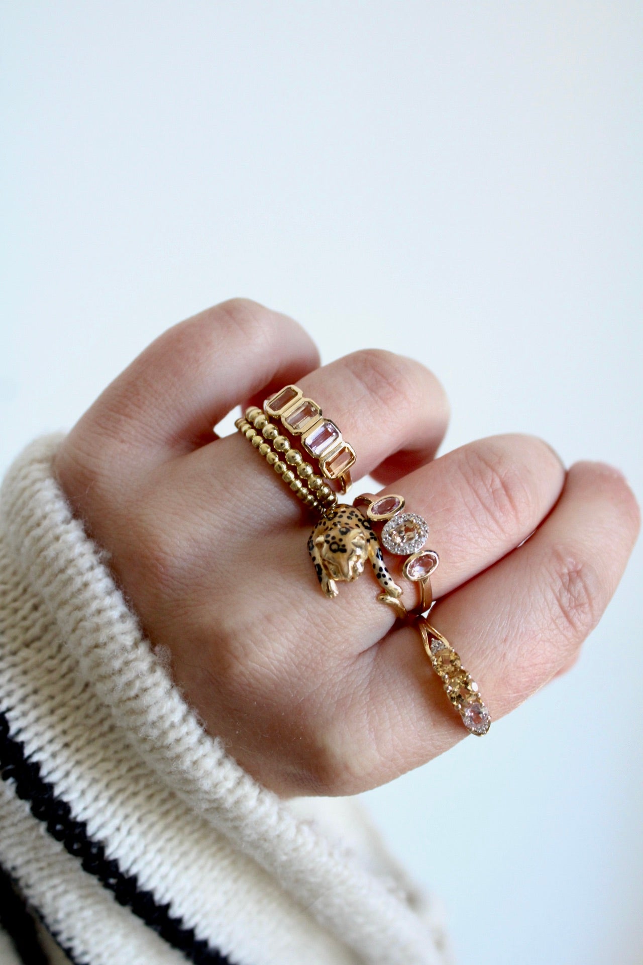 Bezel Set Multi Topaz Ring