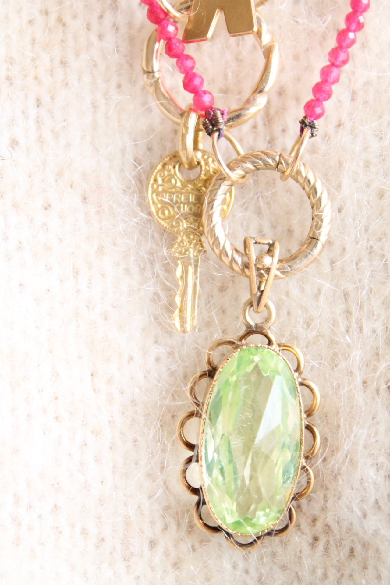 Lime Spinel Flower Pendant