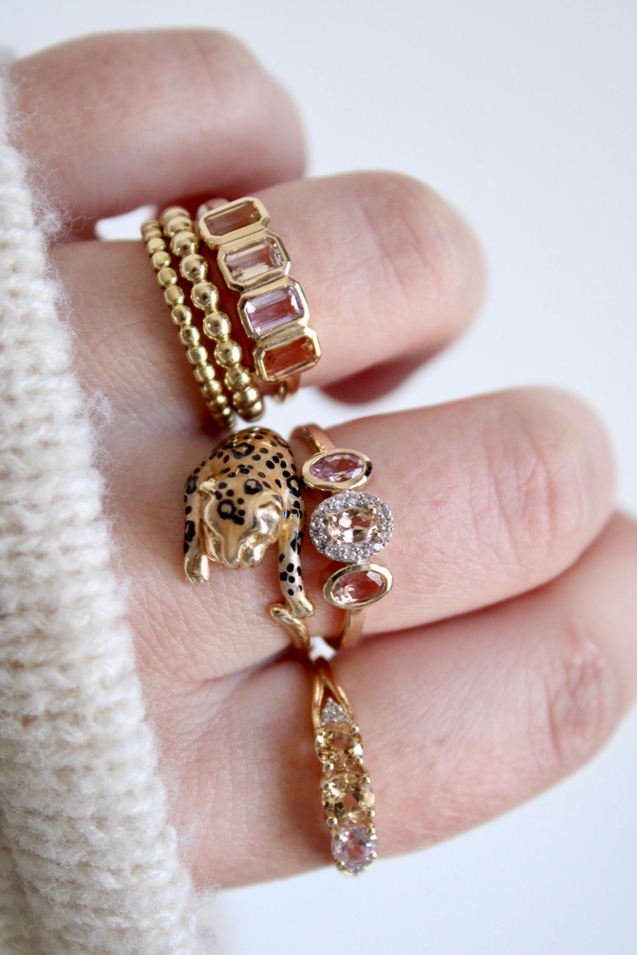 Bezel Set Multi Topaz Ring
