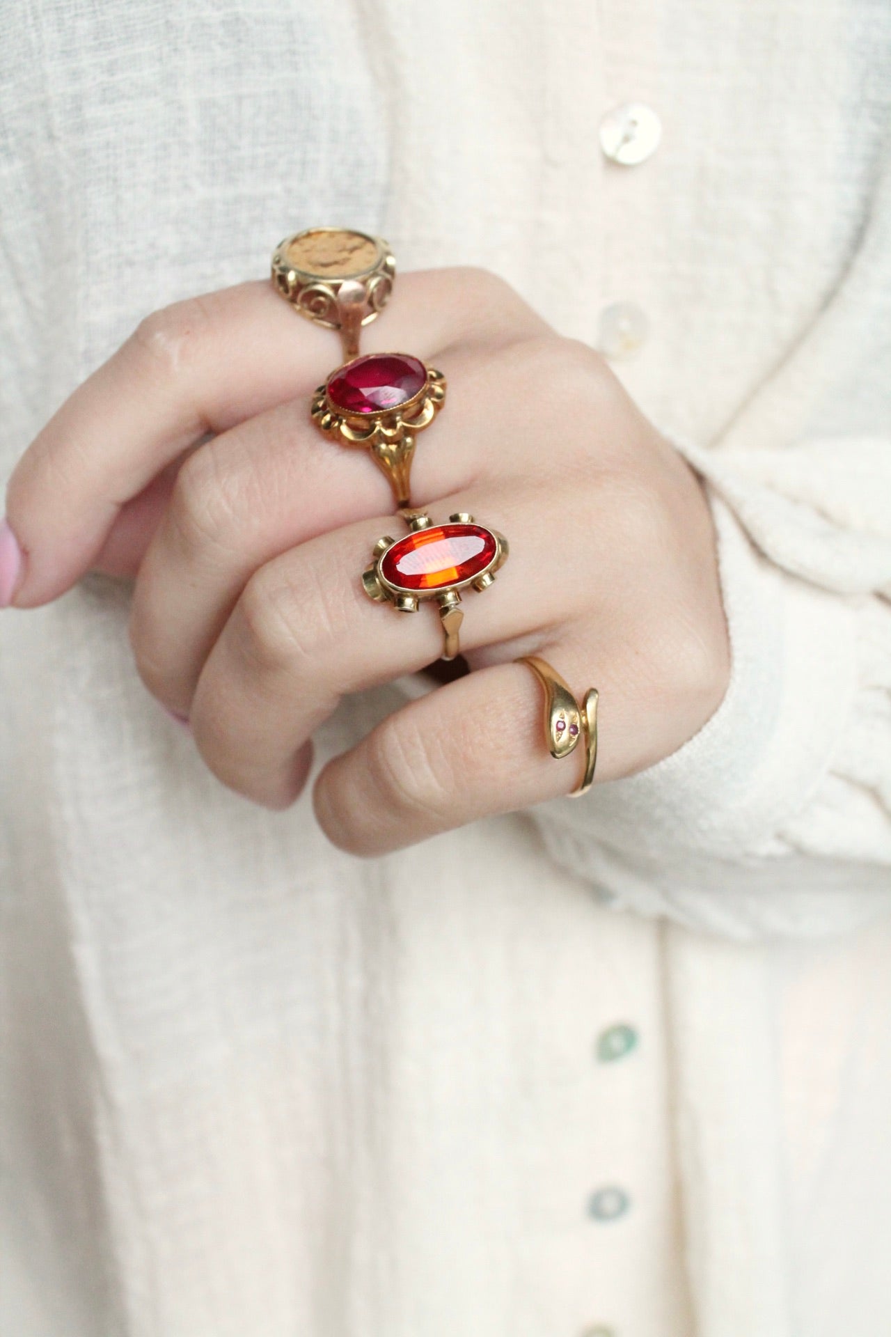 Ruby Eyed Snake Ring