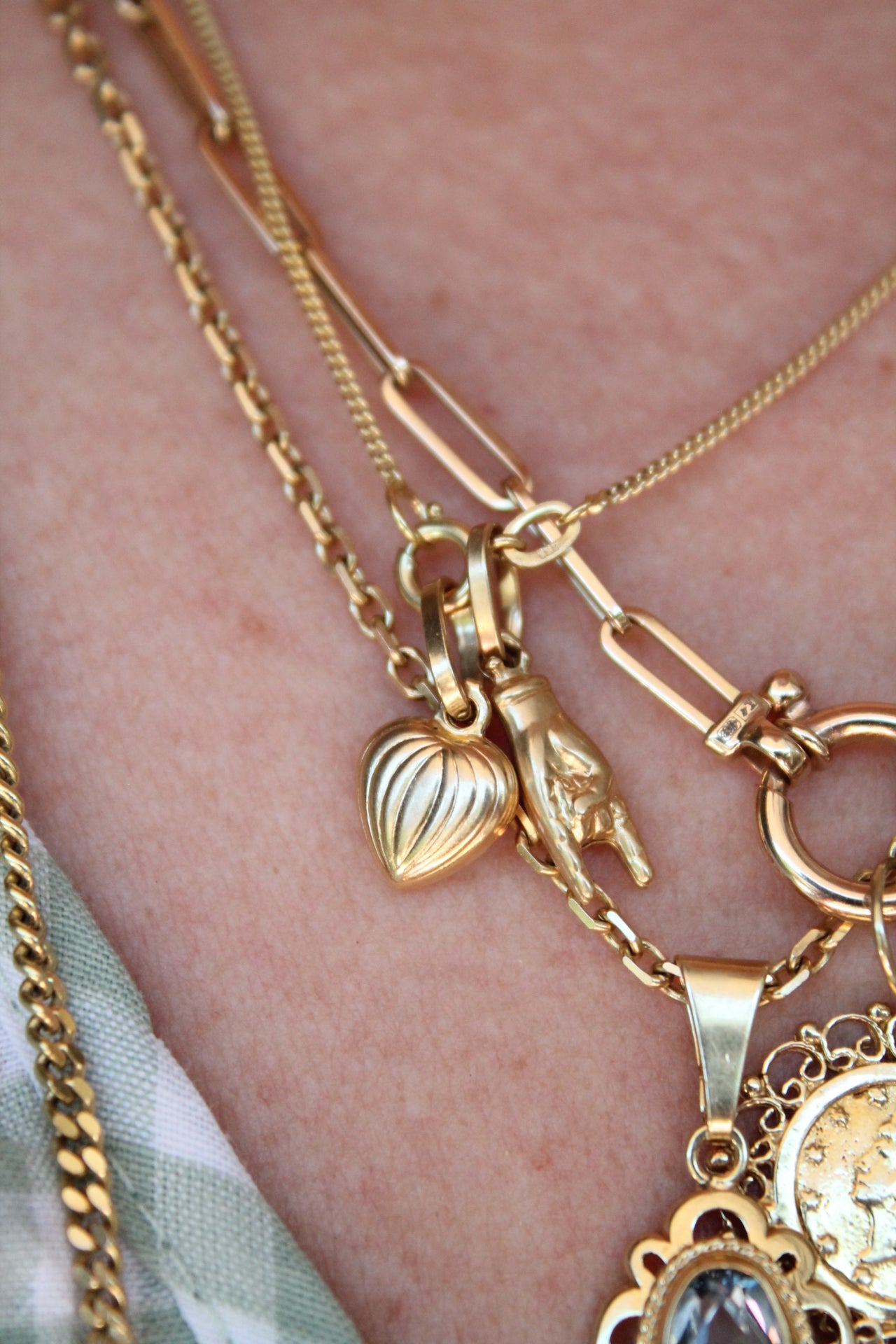 Tiny Striped Heart Charm