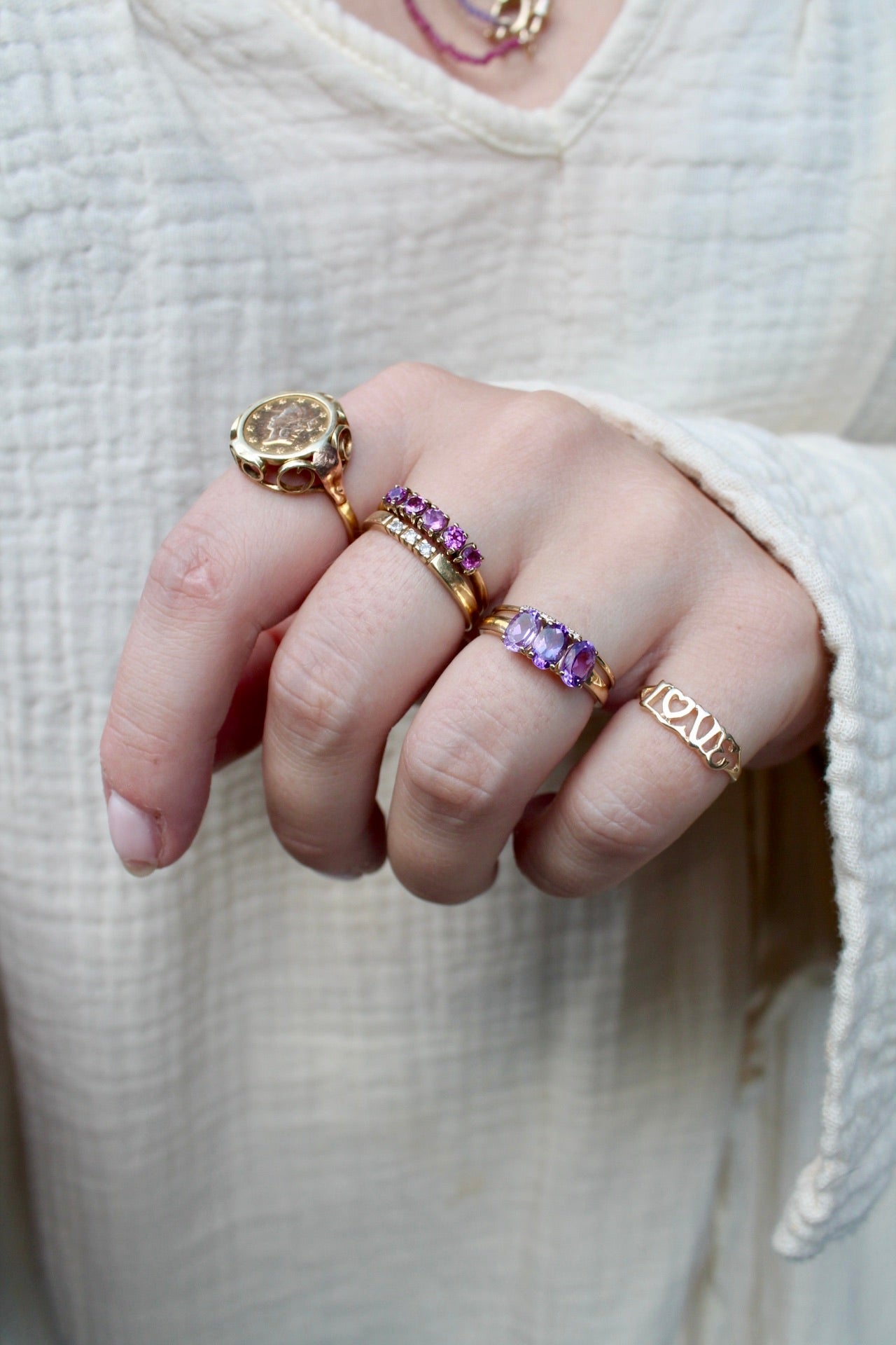 Pink Tourmaline Row Ring