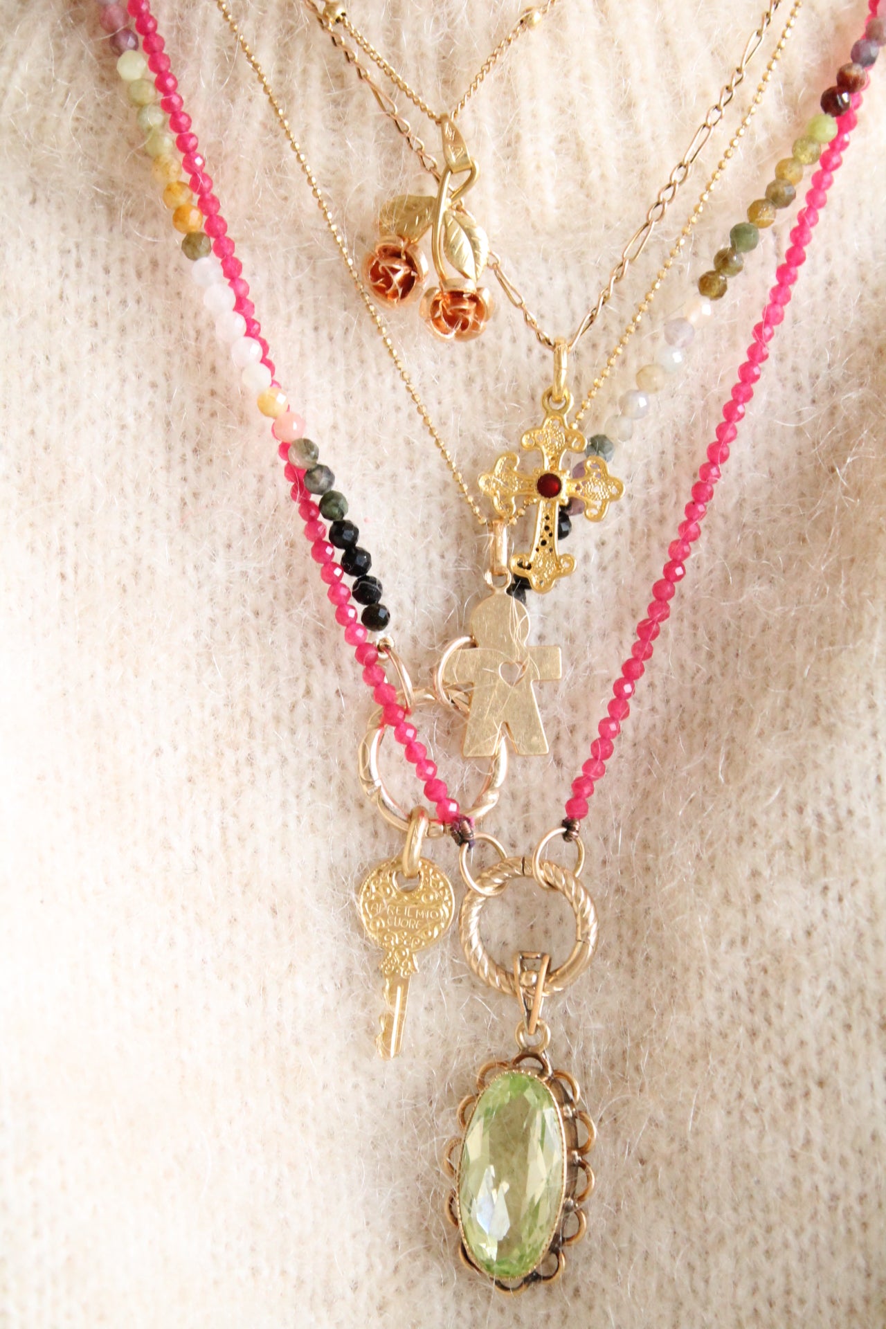 Lime Spinel Flower Pendant