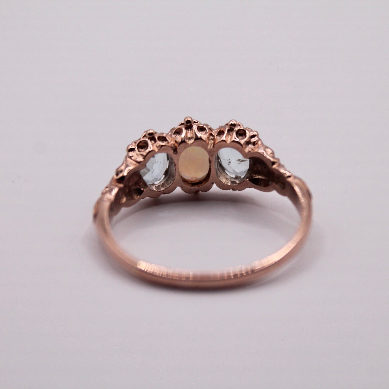 Victorian Blue Topaz & Opal Trilogy Ring