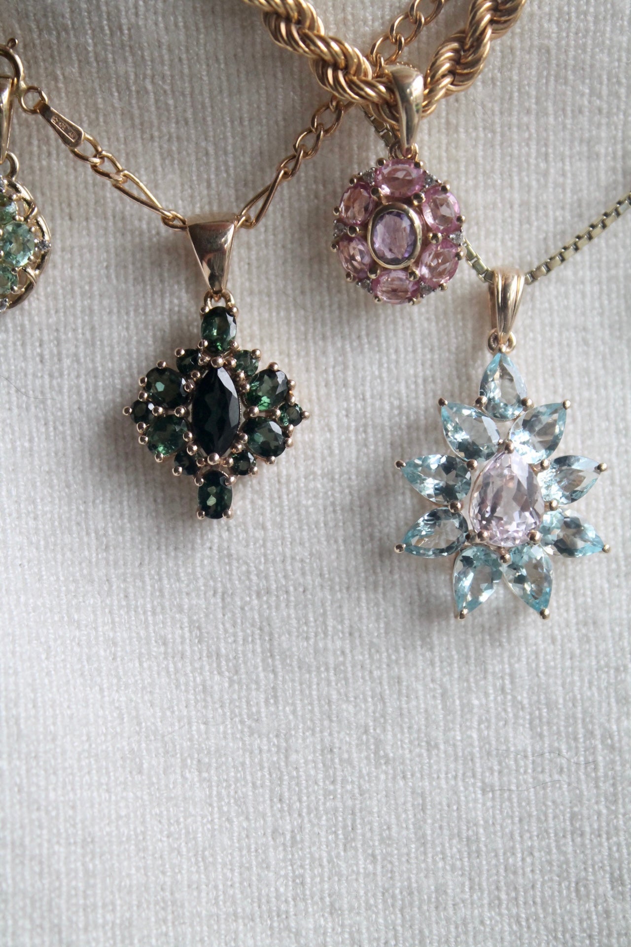 Aquamarine & Kunzite Flower Pendant