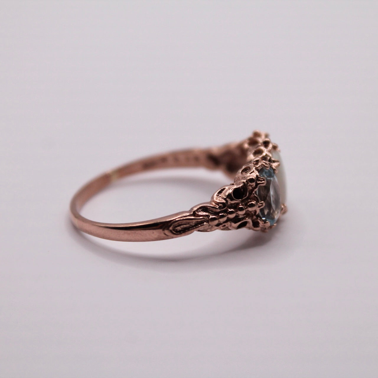 Victorian Blue Topaz & Opal Trilogy Ring