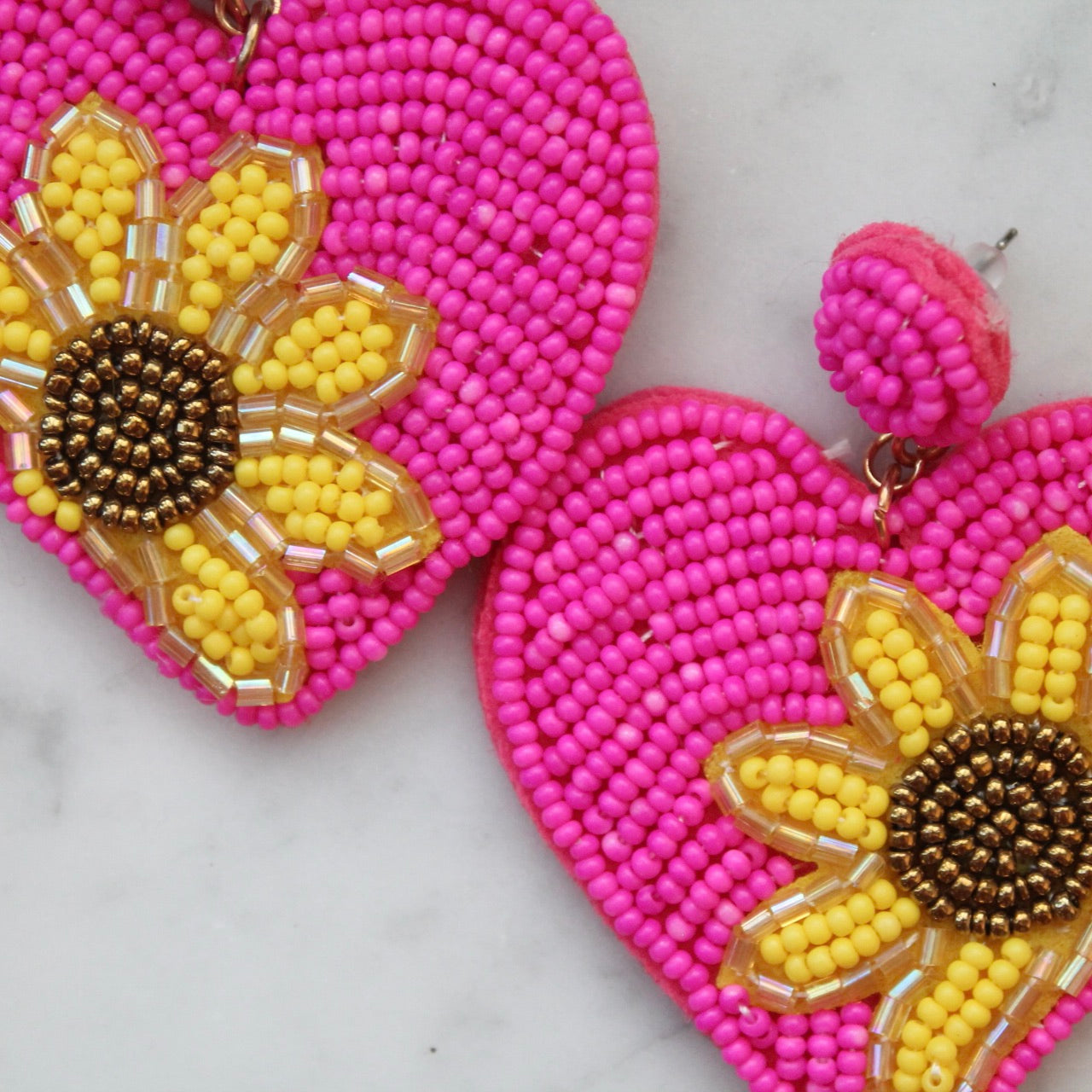Beaded Heart Earrings