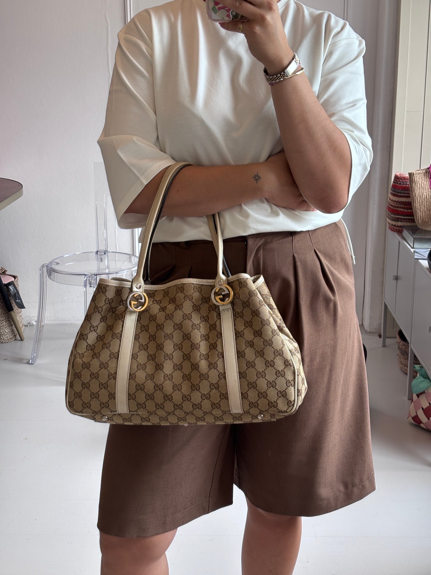 Gucci GG Canvas Twins Tote Bag