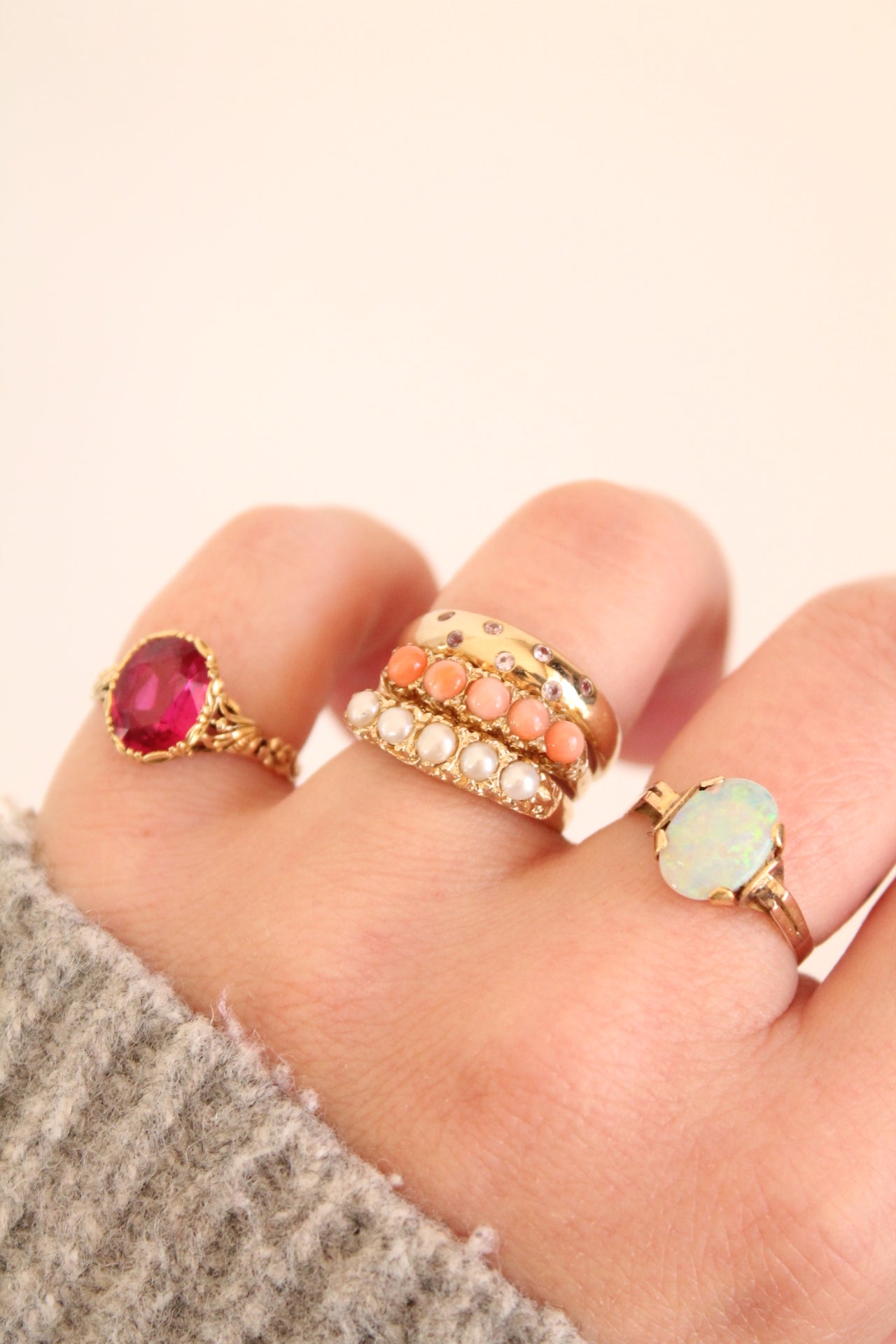 Victorian Pearl Row Ring