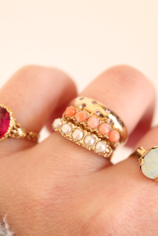 Victorian Pearl Row Ring