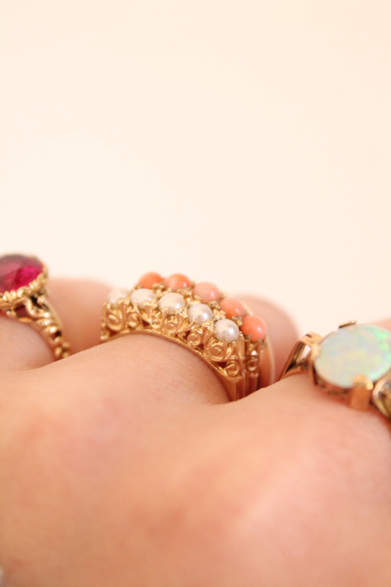 Victorian Pearl Row Ring