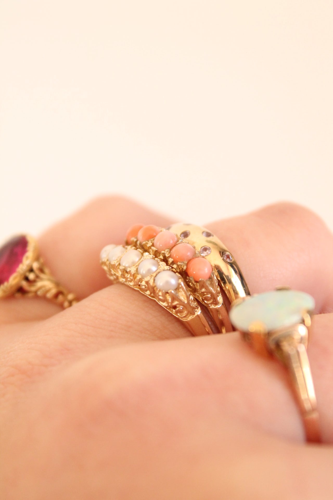 Victorian Pearl Row Ring