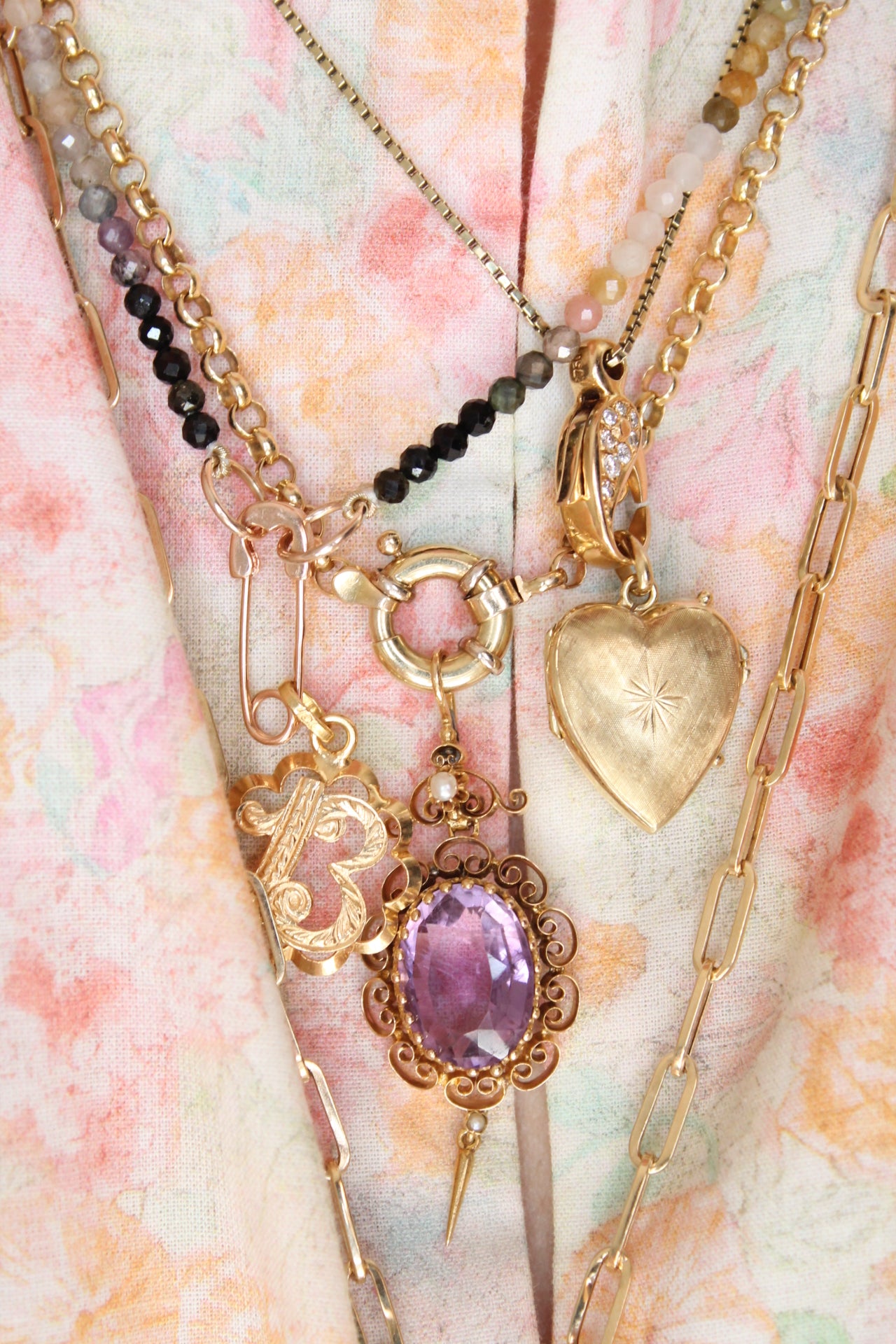 Antique Amethyst & Pearl Pendant