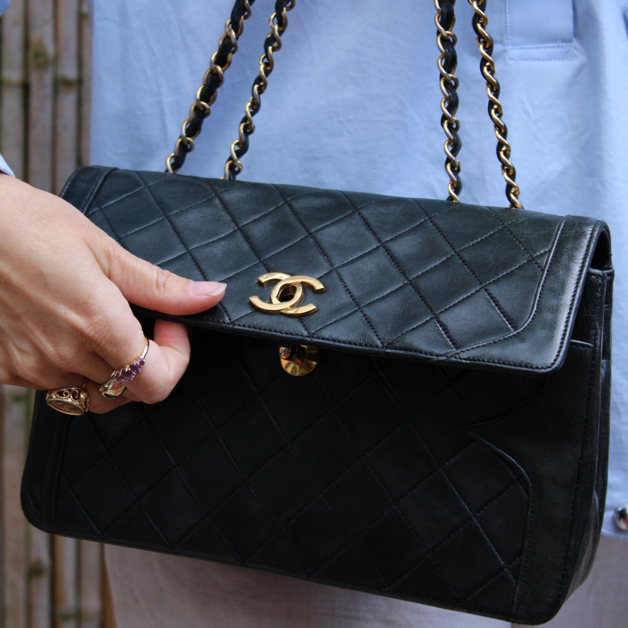 Chanel Single Flap Turn Lock Bag