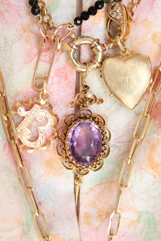 Antique Amethyst & Pearl Pendant