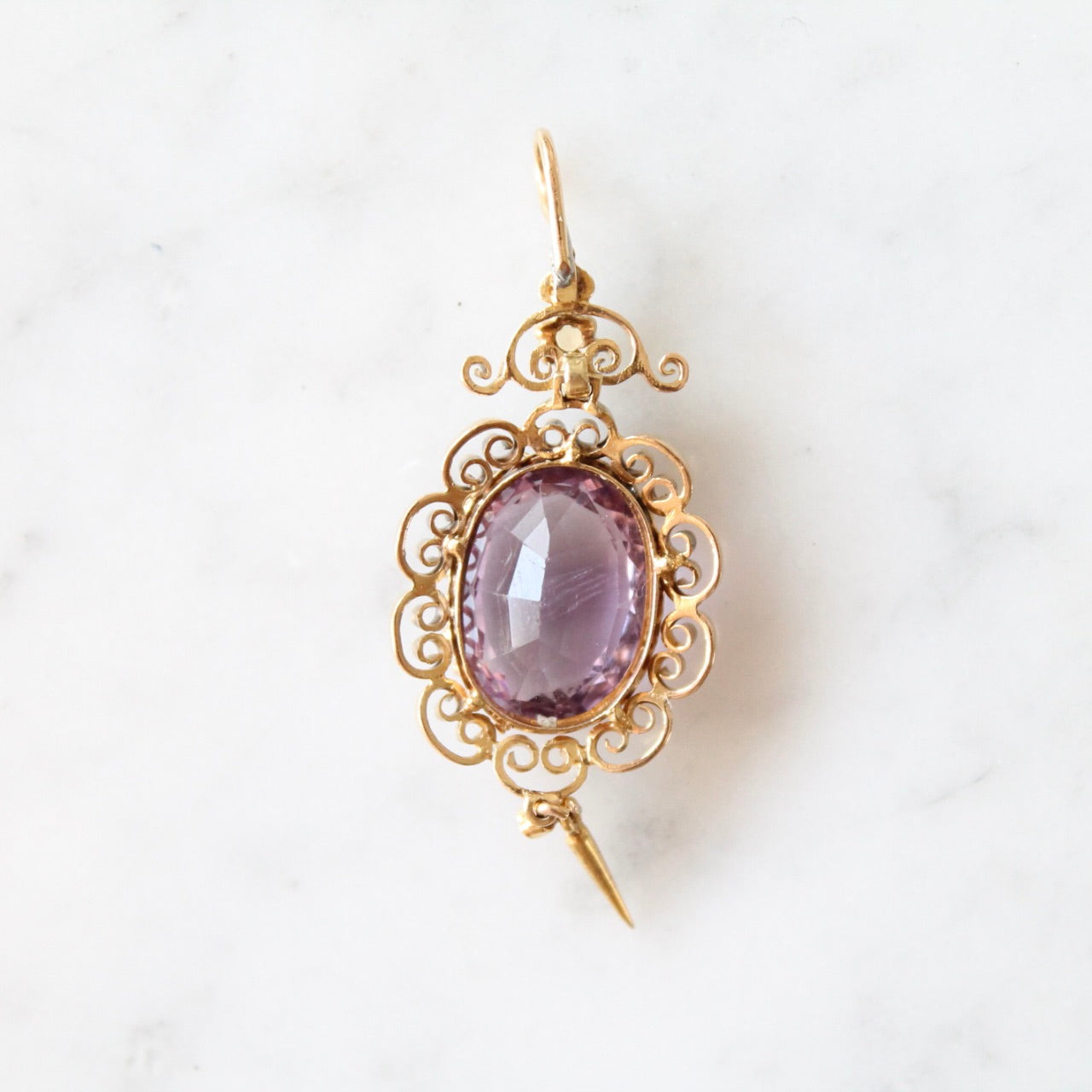 Antique Amethyst & Pearl Pendant