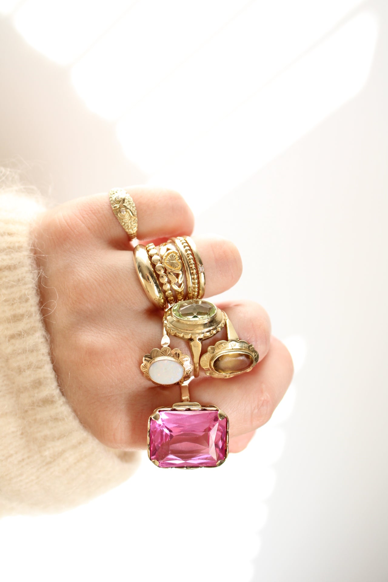 Lime Spinel Statement Ring